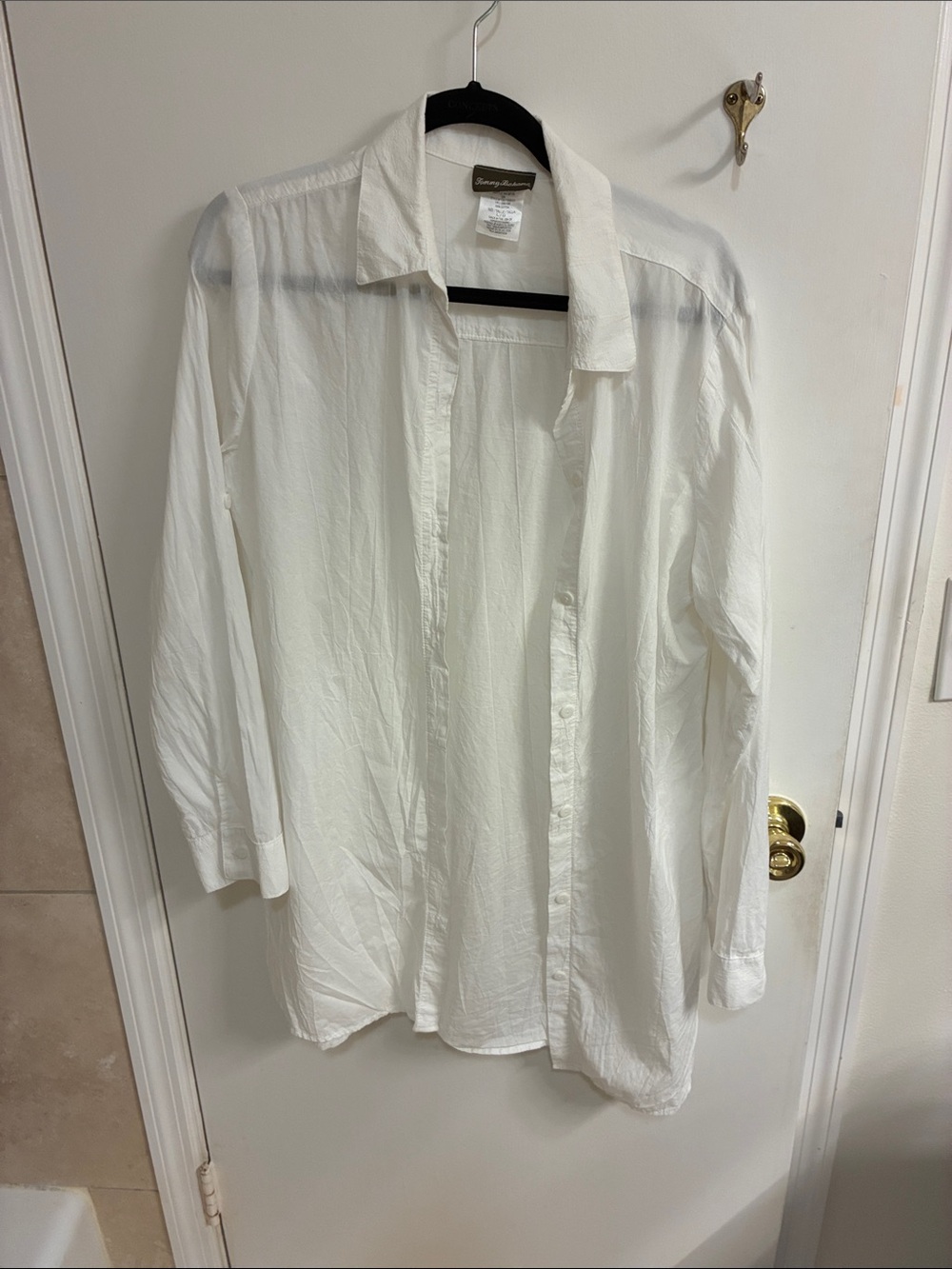 Tommy Bahama White Button-Front Cotton Cover Up Shirt Sz L - Picture 2 of 10